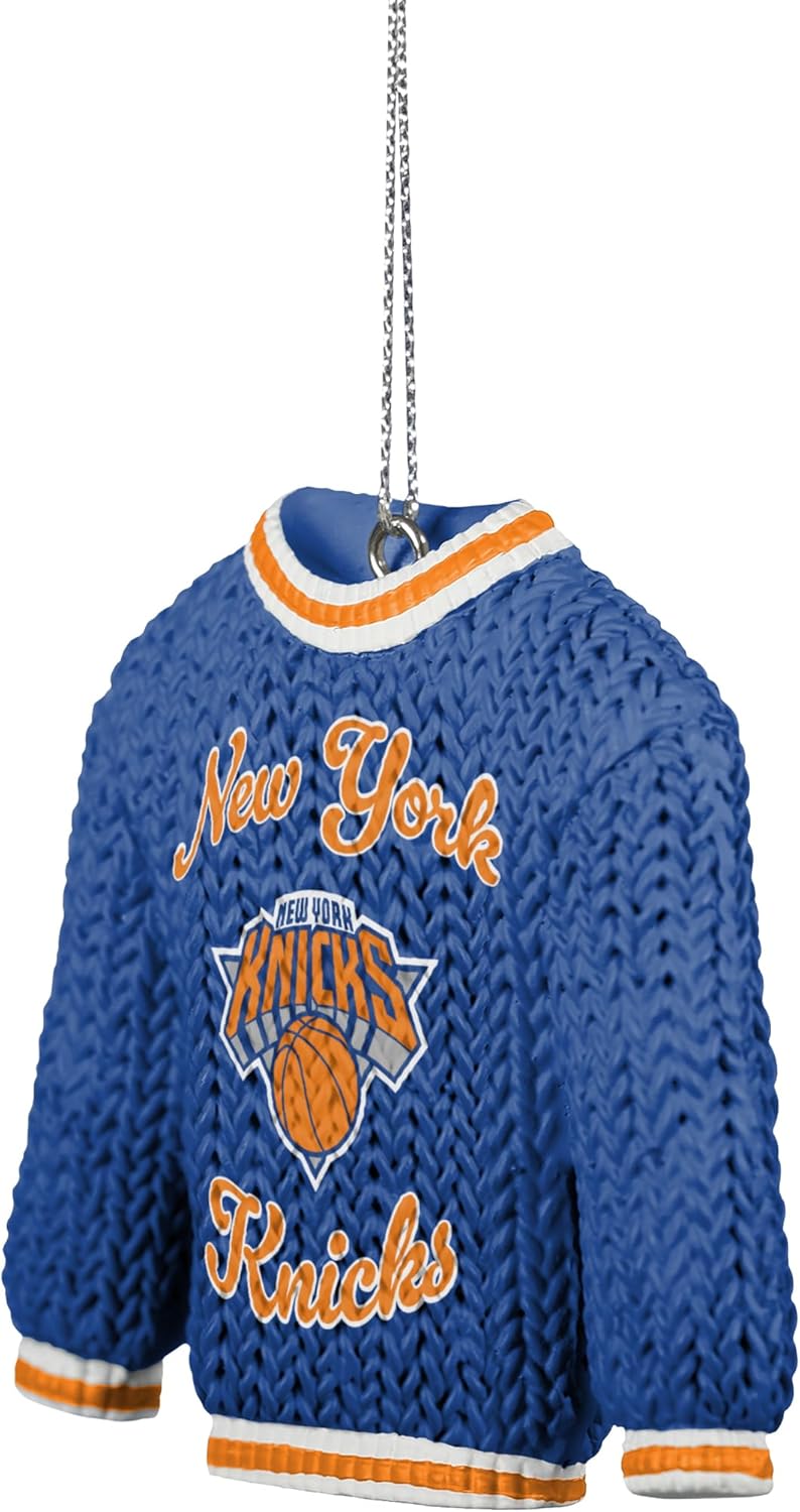 FOCO - NBA Basketball Holiday Sweater Resin Xmas Christmas Tree Hanging Ornament (New York Knicks) - Image 3